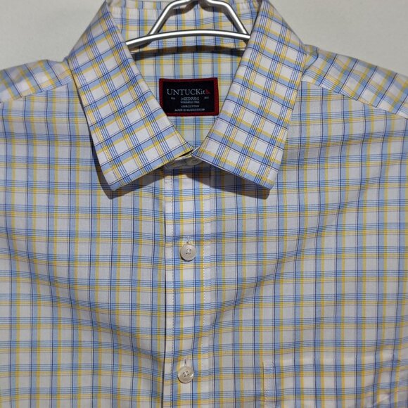 UNTUCKit Vielles Shirt Mens Size Medium Gingham Plaid Cotton Long Sleeve 41128 - Picture 3 of 12